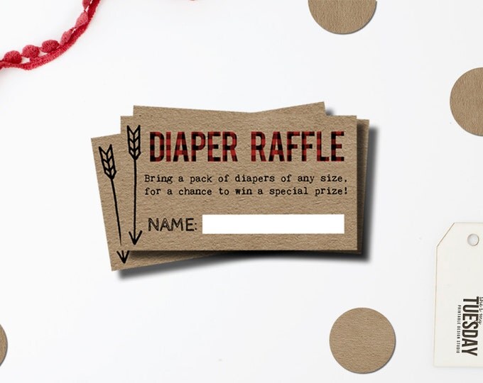 Lumberjack Diaper Raffle - Lumberjack Baby Shower Invitation - Diaper Raffle Ticket - Buffalo Plaid - Lumberjack Diaper Request - Arrow