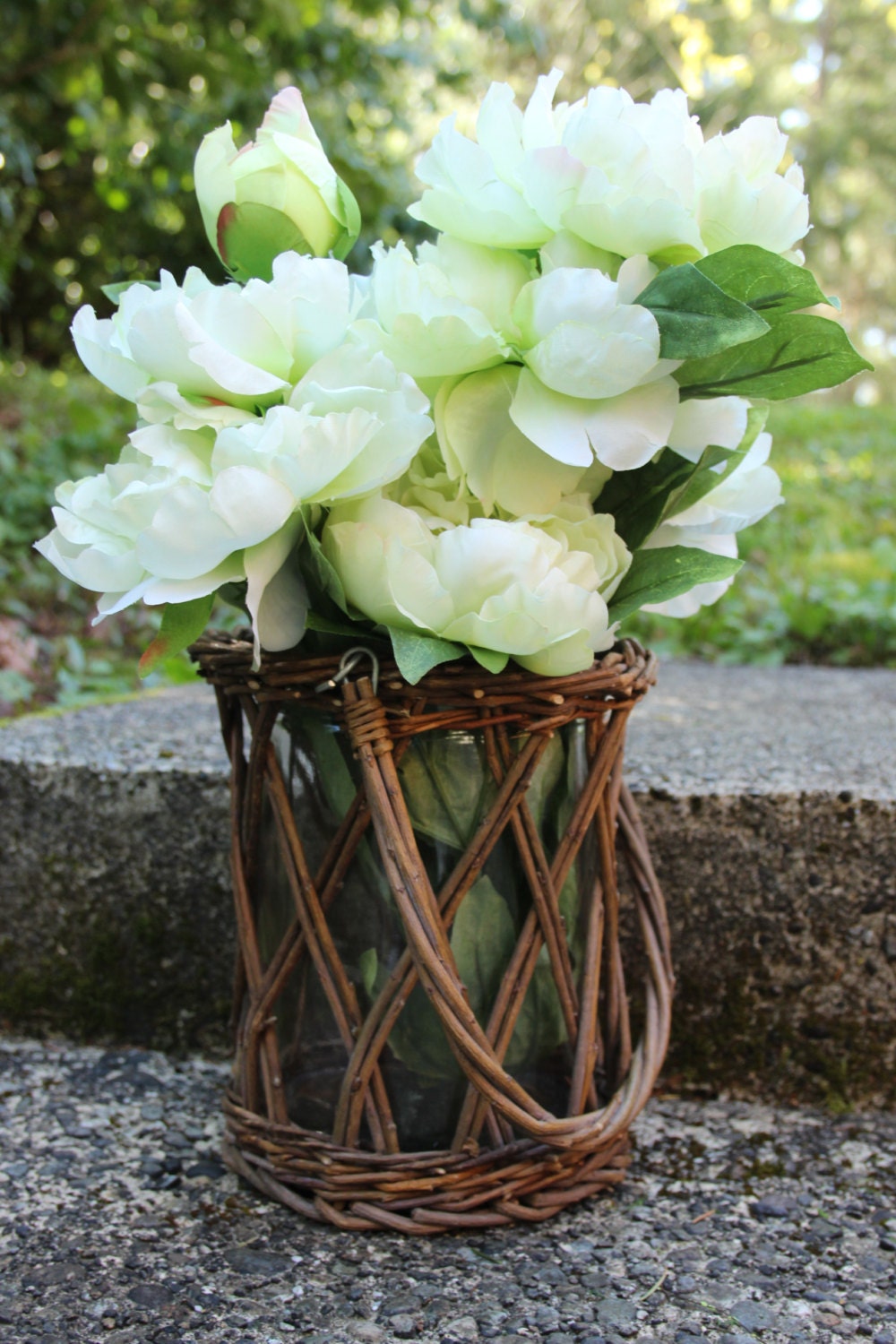 Wicker Candle Holder Vase Basket