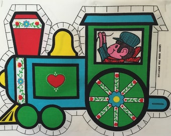 Spring Mills Stuffed Toy Animal Train "Cut and Sew" Fabric Panel Colourful Animal Train #5671