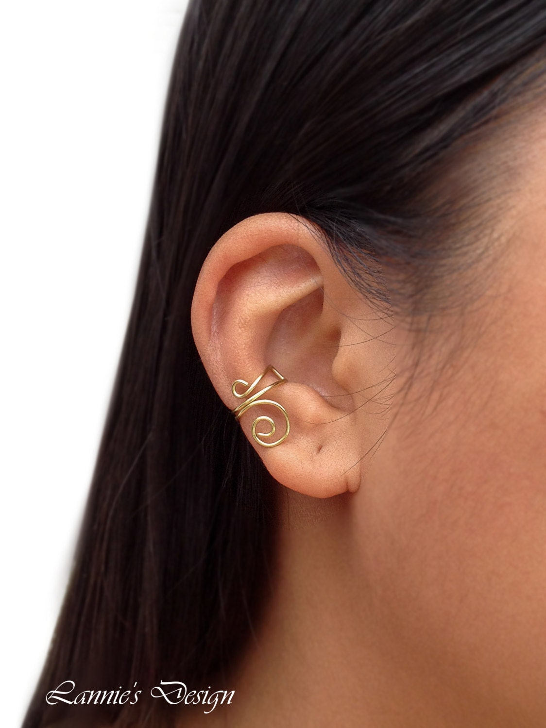 Gold Brass Simple Ear Cuff No Piercing Cartilage Earrings Wrap