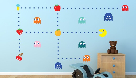 Pacman Decals Atari Wall Decals Pac-man Wall Murals by ...
