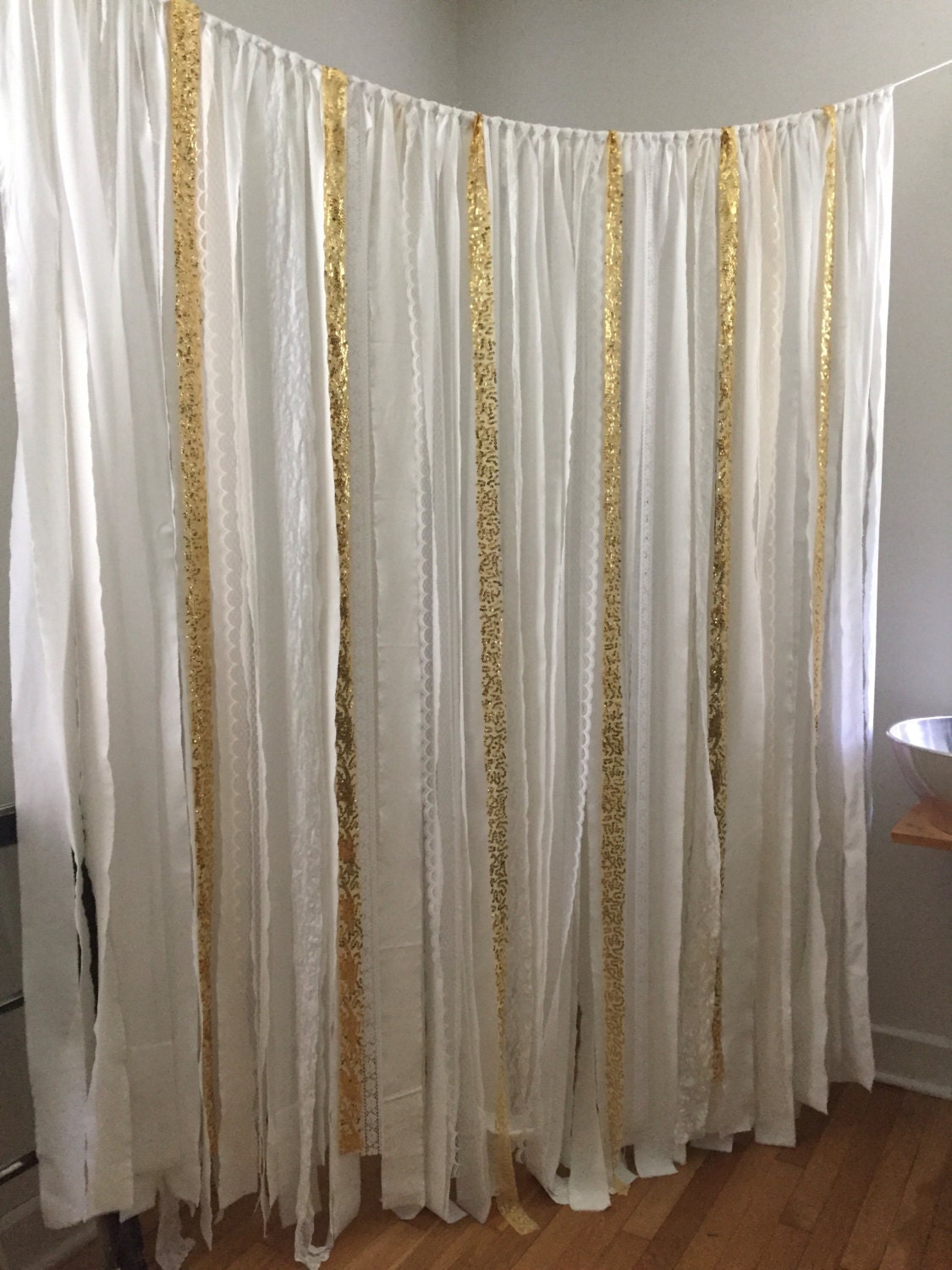 Gold White Backdrop 6' Gold Sequin Wedding by LoveIndustrialLiving