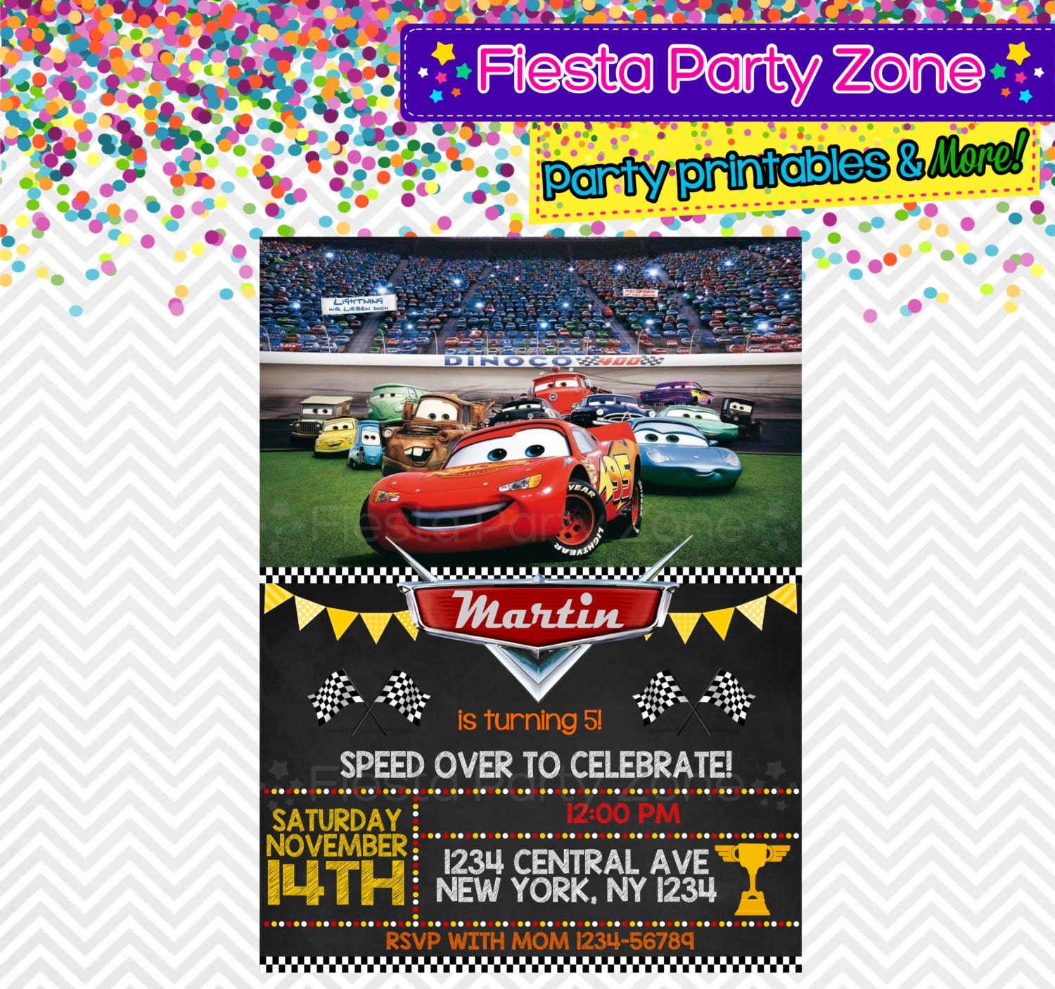 Cars Birthday Invitation Disney Cars Invitation Cars Party