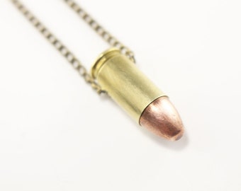 Brass Bullet Necklace Bullet Jewelry Gun Necklace