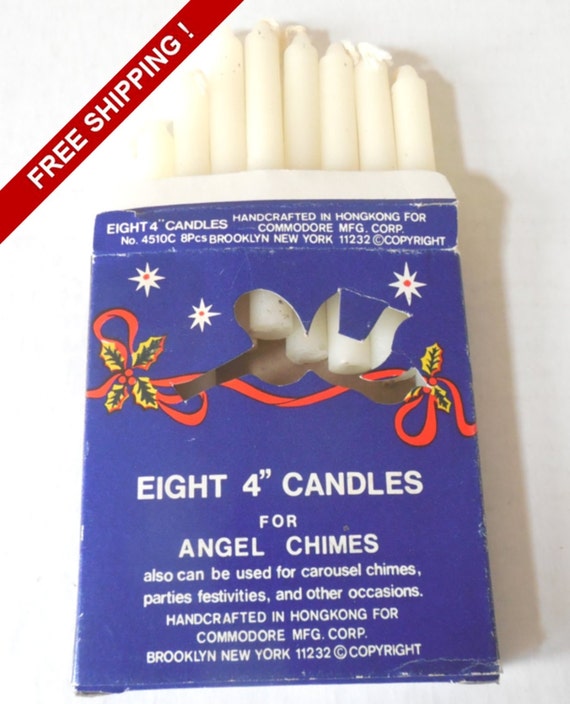 NOS Box of 8 Commodore White Candles for Swedish Angel Chimes