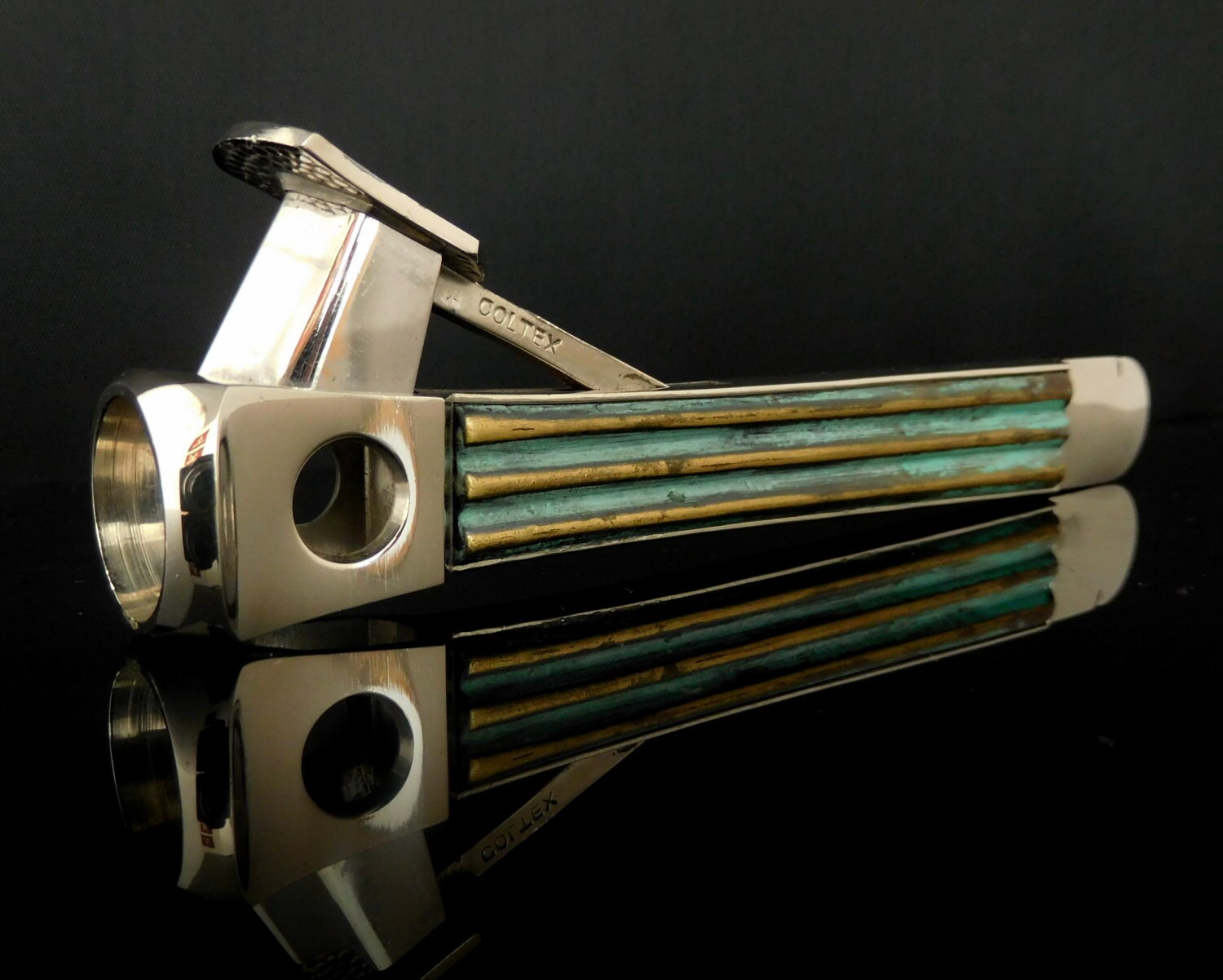 Vintage Cigar Cutter Chrome & Brass VCut Cigarillo Cutter