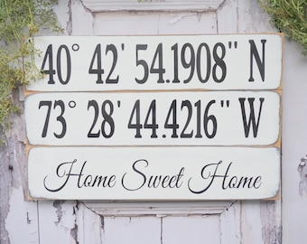 GPS Coordinates Sign Latitude Longitude Personalized Location Our Nest Home Sweet Home Bridal Shower Wedding Gift House warming Fixer Upper