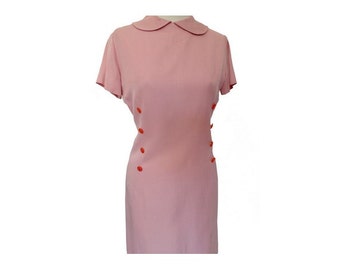 1960s pink peter pan collar Dress // size eu 40 -uk 12 - us 8
