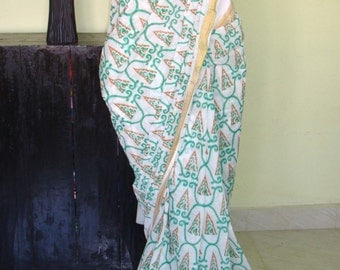 Indian cotton saree/kerala cotton saree with unstitched blouse