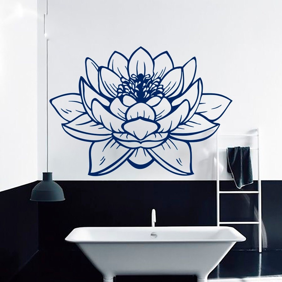 Wall Decals Lotus Flower Pattern Yoga Decal Vinyl by CozyDecal