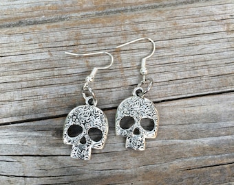 Sugar Skull Earrings, Halloween Earrings, Charm Earrings