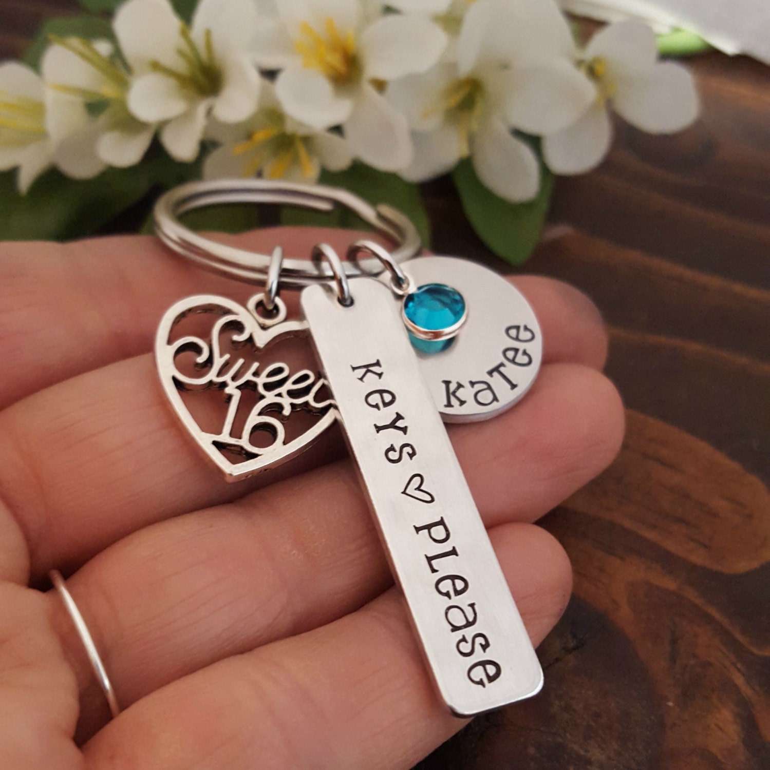 Sweet 16 Keychain Personalized Key Chain For Sweet Sixteenth