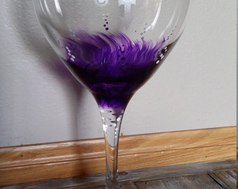 Prince Symbol Purple Wine Glass/Painted