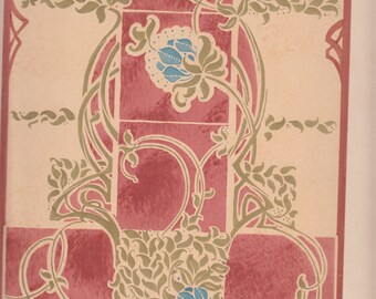Projet De Tapis/Rug 1911 Le Journal de la Decoration A/S Bonvallet,Parisa,Authentic,10.5" X 14.5" Art Nouveau