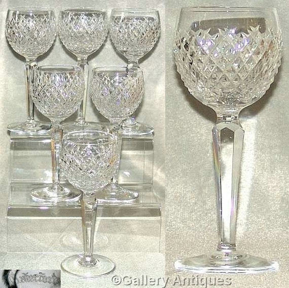 Six Rare vintage Waterford Crystal Ireland Alana Pattern