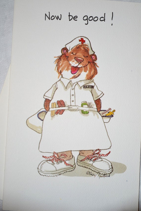 Items similar to Vintage Greeting Card - Suzy's Zoo Get Well Bear Nurse ...