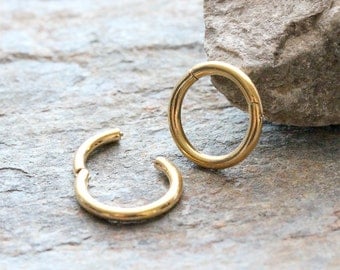 Gold Clicker Hoop 18G,16G,14G, Septum Ring,Nose Hoop,Cartilage Hoop,Helix Ring,Rook Hoop,Daith Hoop,Lip Ring,S316L Surgical Steel Seamless