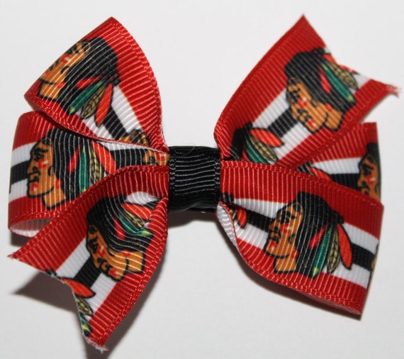 Blackhawks Hair Bow Black Hawk Hair Bow Hawks Hair Bow