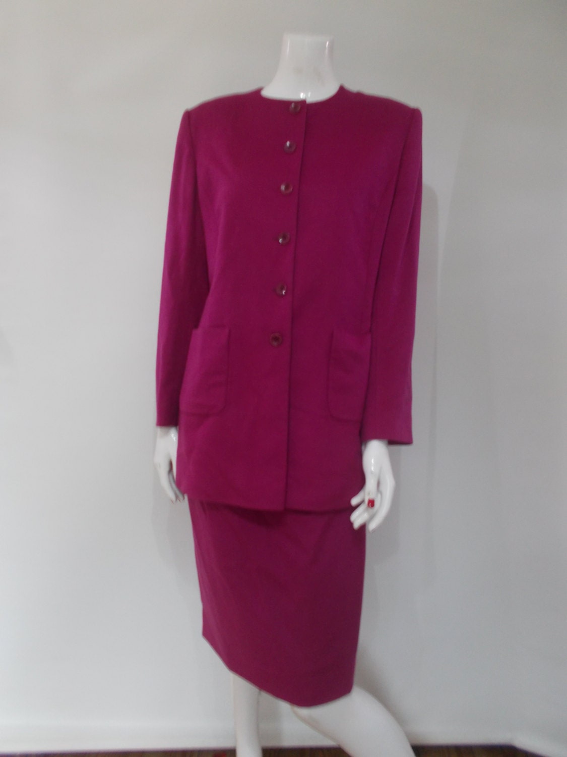Vintage womens skirt suit by Jaeger Ladies Pink Skirt Jacket