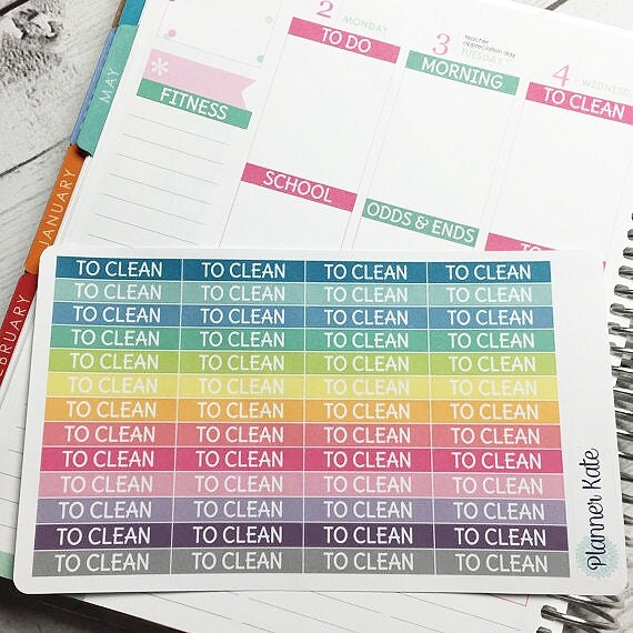 M10 TO CLEAN Mdn Label Stickers for ECLP Vertical by PlannerKate1