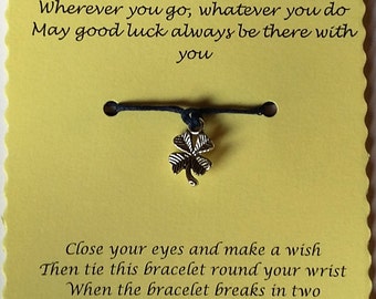 Good luck gift, Cord Wish Bracelet, Friendship bracelet, Charm bracelet, String Bracelet, Gift, Cord Bracelet, Keepsake, Good luck card