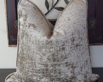 Bronze and Gray Animal Print Chenille Pillow Cover, Chenille Cushion Cover, Home Living, Pillow Decor, Decorative Pillows, Housewares 0021