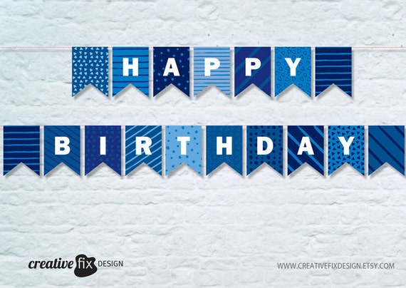 Happy Birthday Banner Printable Blue Xbirthday