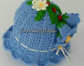Bluebells hat, Crochet baby hat pattern, Crochet Cloche Hat, newborn hat/ beanie pattern, baby girl beanie, baby girl hats, baby shower