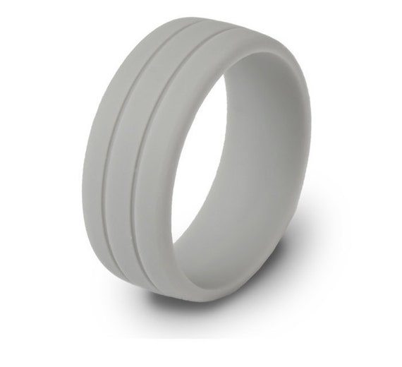 ON SALE  Mens Gray Rubber  Silicone Wedding  Ring  by 