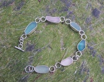 Sea Glass Bracelet, Silver and Sea Glass Bracelet, Sea glass Jewellery, Sea glass bracelet Made to order, Birthday gift., Bridesmaid gift.