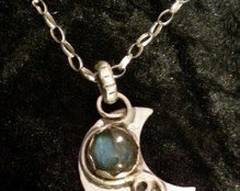 Crescent Moon Sterling Silver Pendant
