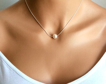 pearl necklace | bridal pearl | bridesmaids | wedding necklace | mom | mothers day | best friend | floating pearl | bridal party | sister