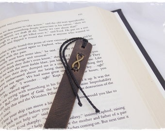 Love Infinity Bookmark, Leather Anniversary Bookmark, 3rd Anniversary Gift Bookmark, Friendship Leather Bookmark, Eternity Symbol Bookmark