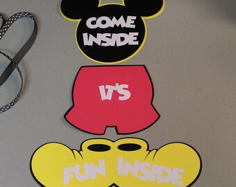 Mickey Mouse Door Sign, DIY Mickey Mouse Banner, Mickey Bedroom Door Sign, Come Inside Its Fun Inside, DIY Project