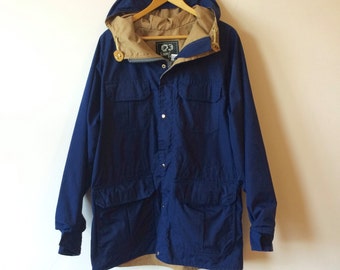 Sale! Anorak Hooded Drawstring Vintage Menswear Mens Medium Blue
