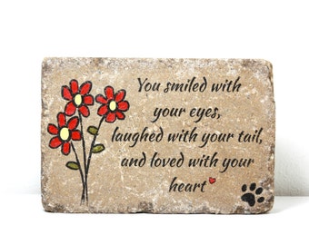 Pet Memorial Stone. 6x9 CUSTOM Burial Marker. Tumbled (Concrete) Paver Memorial. Outdoor or Indoor Dog or Cat Memorial Stone. Pet Marker