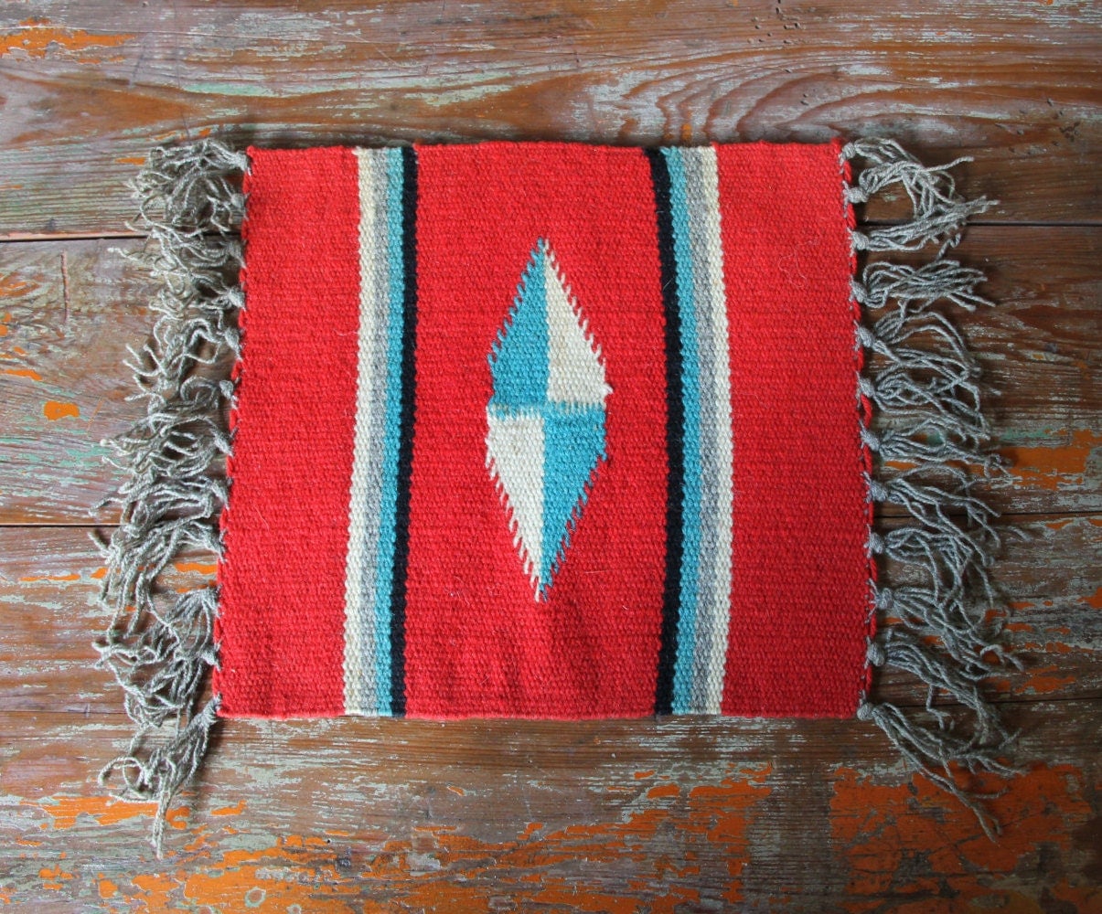 Vintage Chimayo Sampler Turquoise and Red