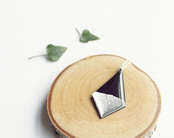 statement necklace long necklace geometric necklace silver necklace geometric jewelry gift for her vinyl record jewelry minimalist jewelry