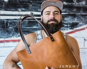 Leather Tote HUGE SALE - Leather Bag Handmade in Portland, Full-Grain Cowhide- Award Winning Leather Tote Portland Leather Goods