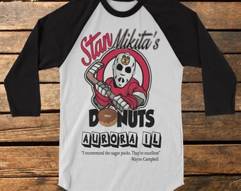 Wayne's World "Stan Mikita's Donuts" Baseball Tee Raglan Shirt