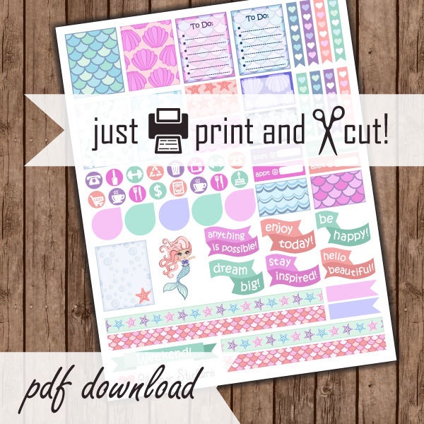Girly Weekly Planner Printable | mermaid planner stickers girly printable weekly planner Girly Weekly Planner Printable | mermaid planner stickers girly printable weekly planner