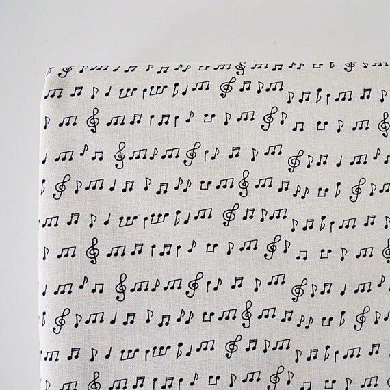 Laminated Cotton Fabric Music Notes Fabric Black White
