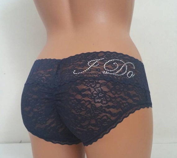 Small NAVY Lace Cutie Booty W I Do In Crystal Rhinestones