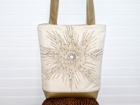 white bag with gold