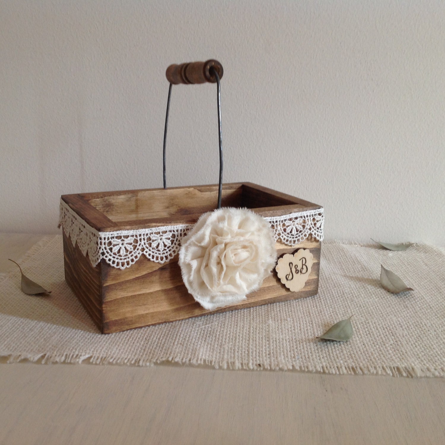 Flower girl basket rustic flower girl wood by AllLavenderandLove