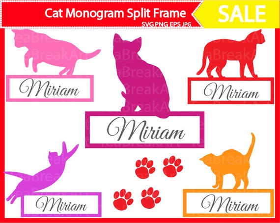 Download Items similar to Cat Split Monogram Cutting Files SVG PNG ...