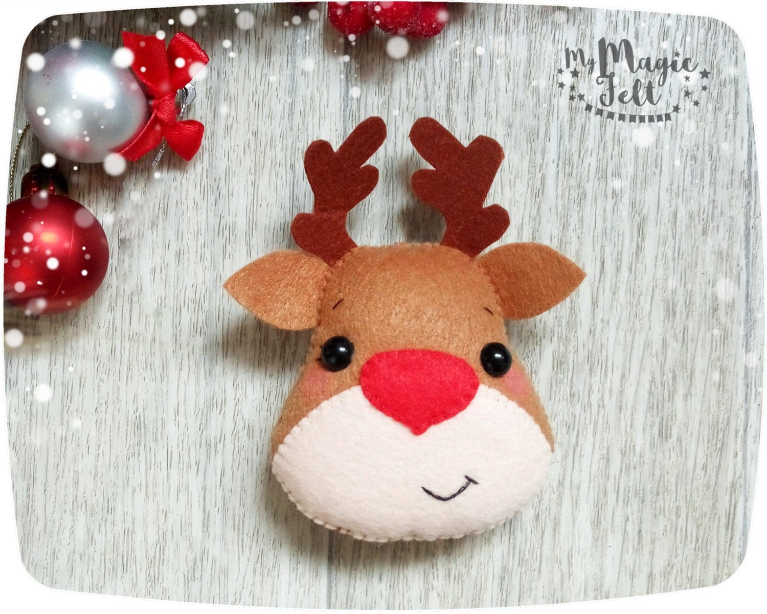 Christmas ornaments felt Rudolph Reindeer ornament by MyMagicFelt