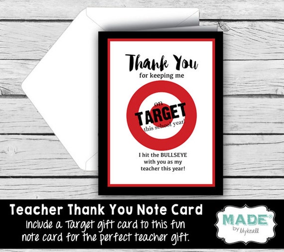 Printed THANK YOU Note Card TARGET Gift Card Holder Teacher