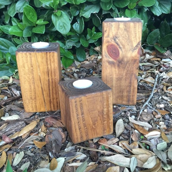 Wooden candle holder Wood block candle holders by DebDebsCrafts