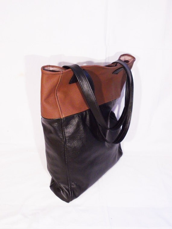 FREE SHIPPING Leather tote bag Shopping bag black by LEATHERELY